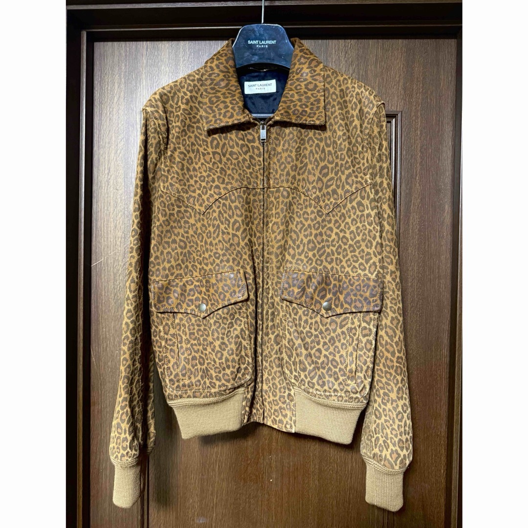 SAINT LAURENT - サンローラン レオパード スエード レザー ジャケット