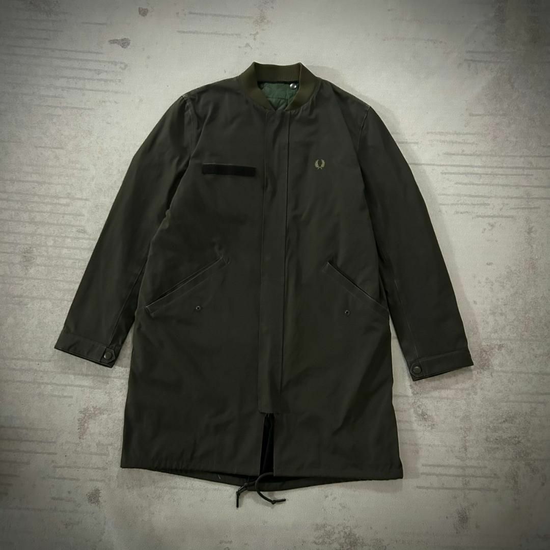 FRED PERRY ブラックロングコート UK 10