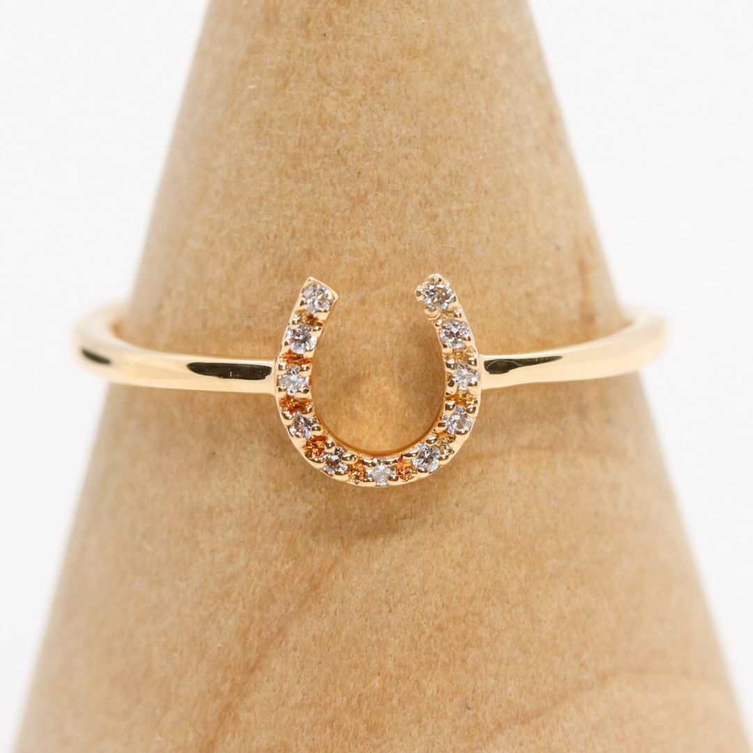 ま*な様 ete K10 ダイヤモンド ホースシュー リング 9号 証明書 ま*な