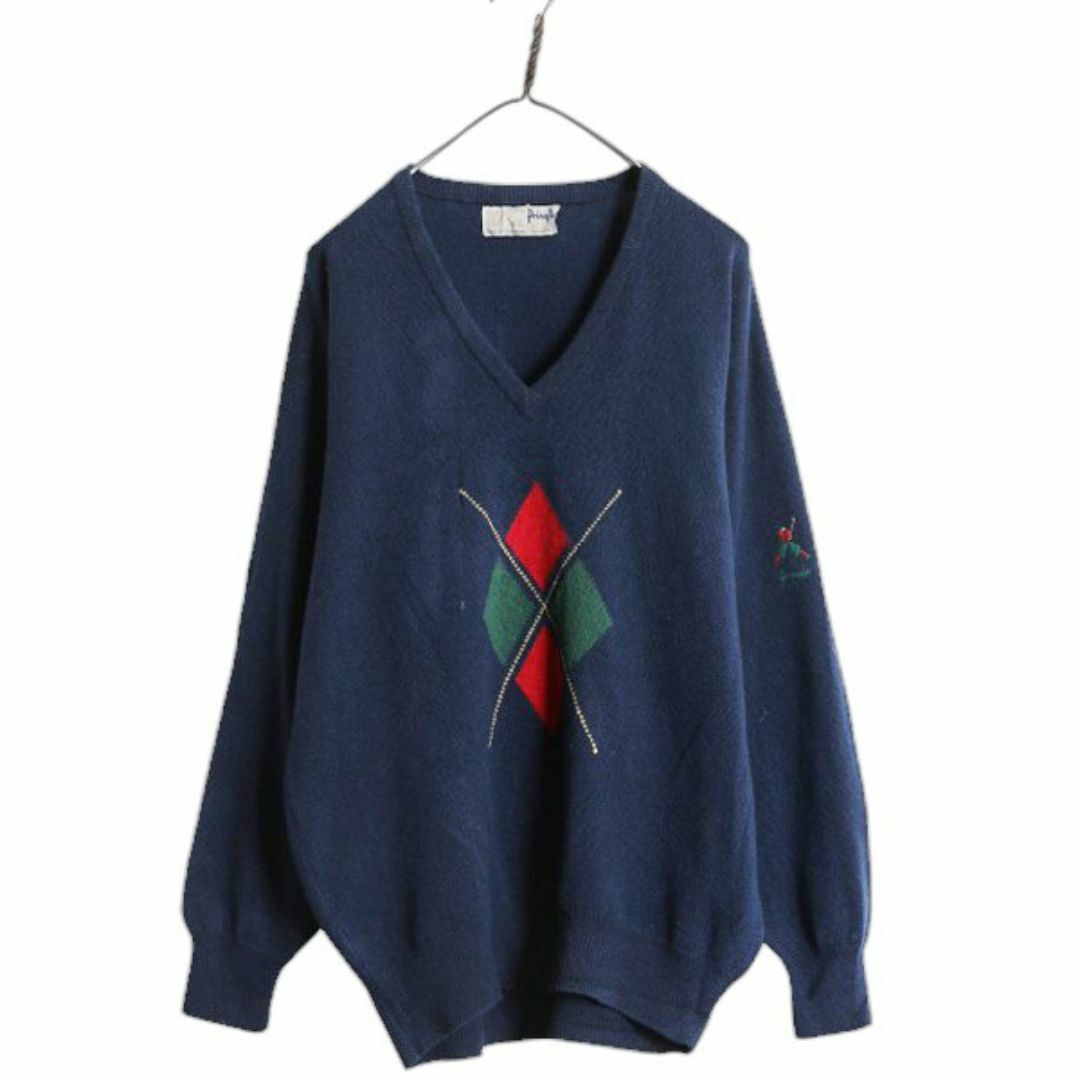 80s スコットランド製 プリングル アーガイル ウール ニット セーター