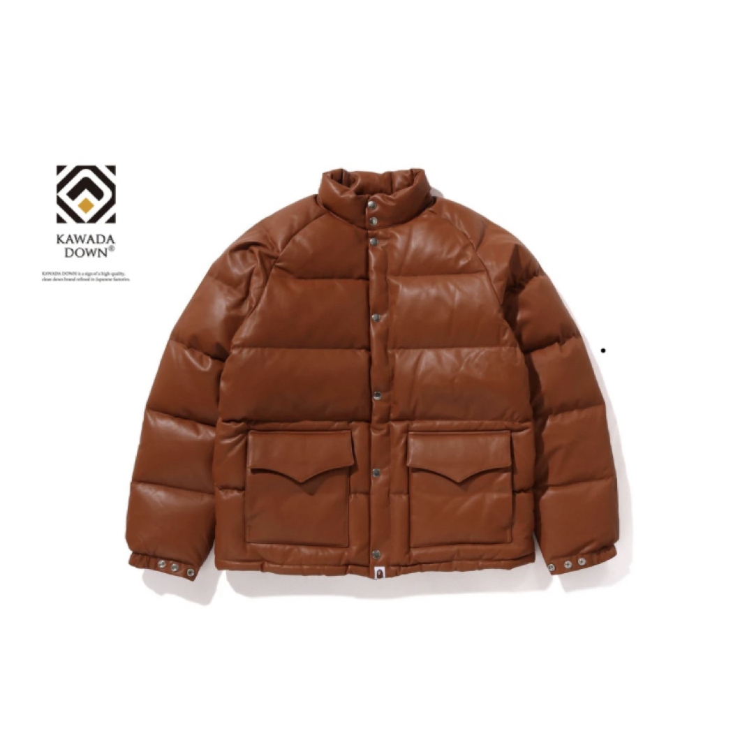 A BATHING APE - A BATHING APE レザージャケットダウン ブラウン の