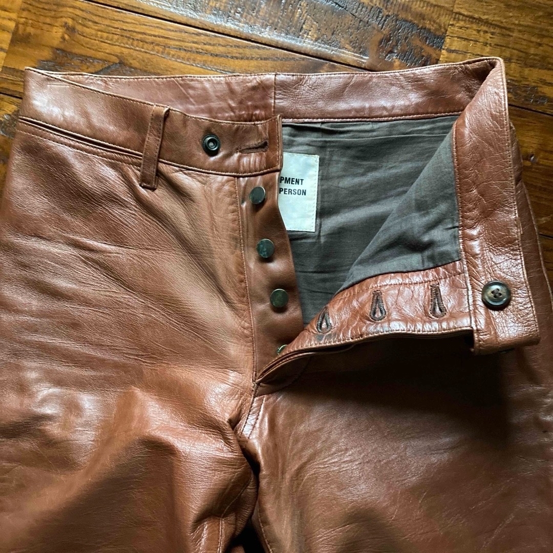希少！90s 羊革 レザーパンツ ハーフパンツ ブラウン オールド