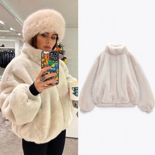 ZARA - 新品 ZARA フェイクファーボンバージャケット Lサイズの通販 by