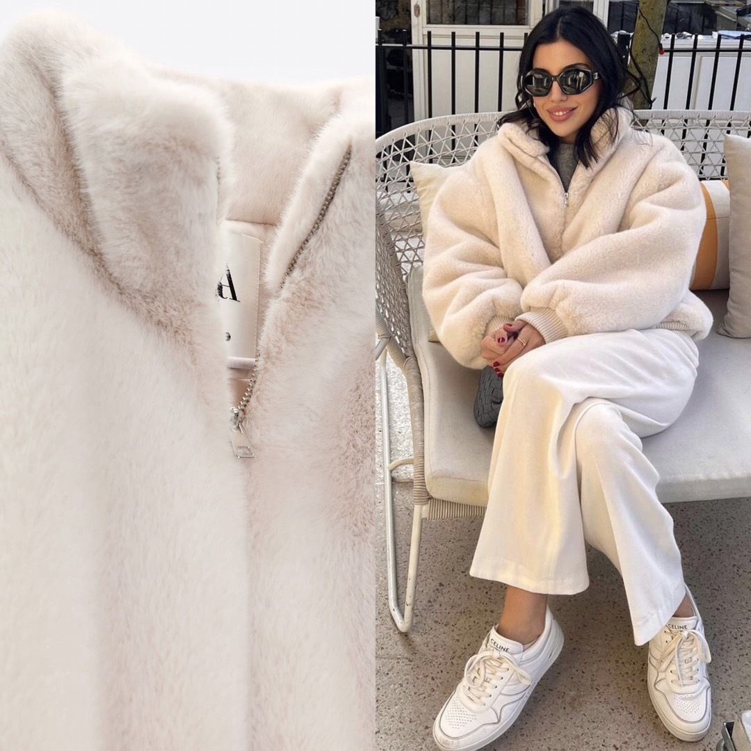 ZARA - 新品 ZARA フェイクファーボンバージャケット Lサイズの通販 by