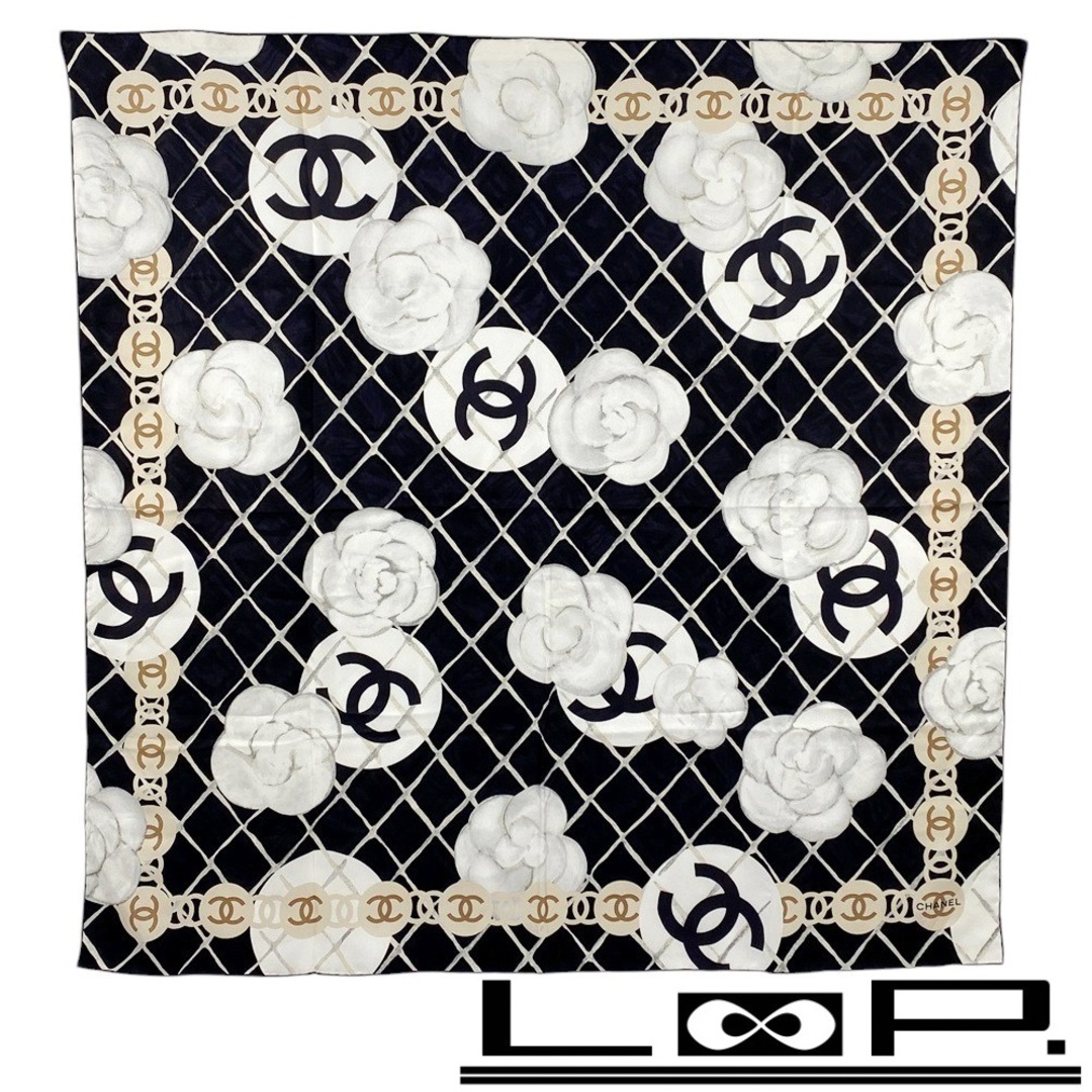 CHANEL - □美品□ シャネル スカーフ カメリア ココマーク ブラック