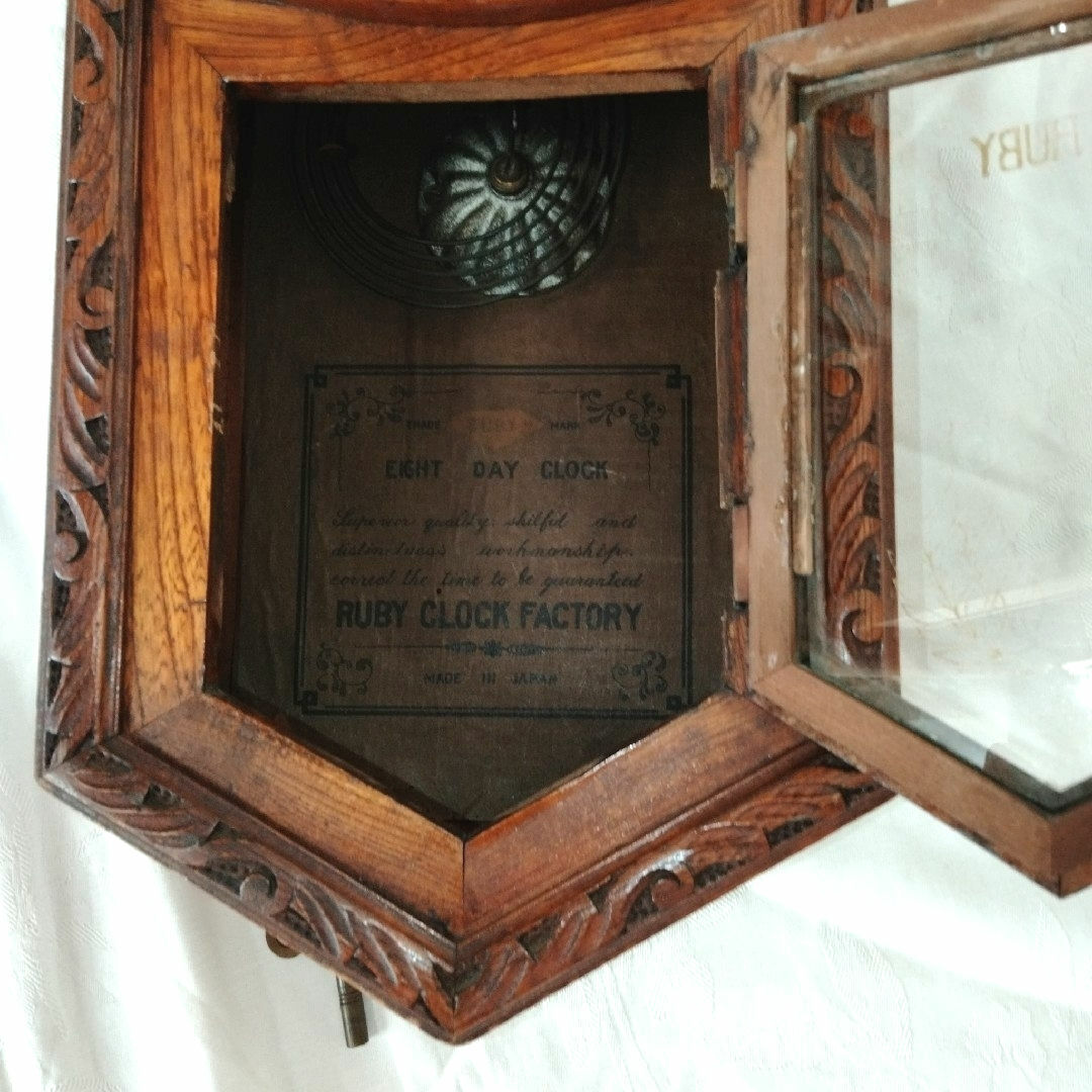 RuBy - ジャンク品【時代物】丸型柱時計 振り子時計 アンティーク時計