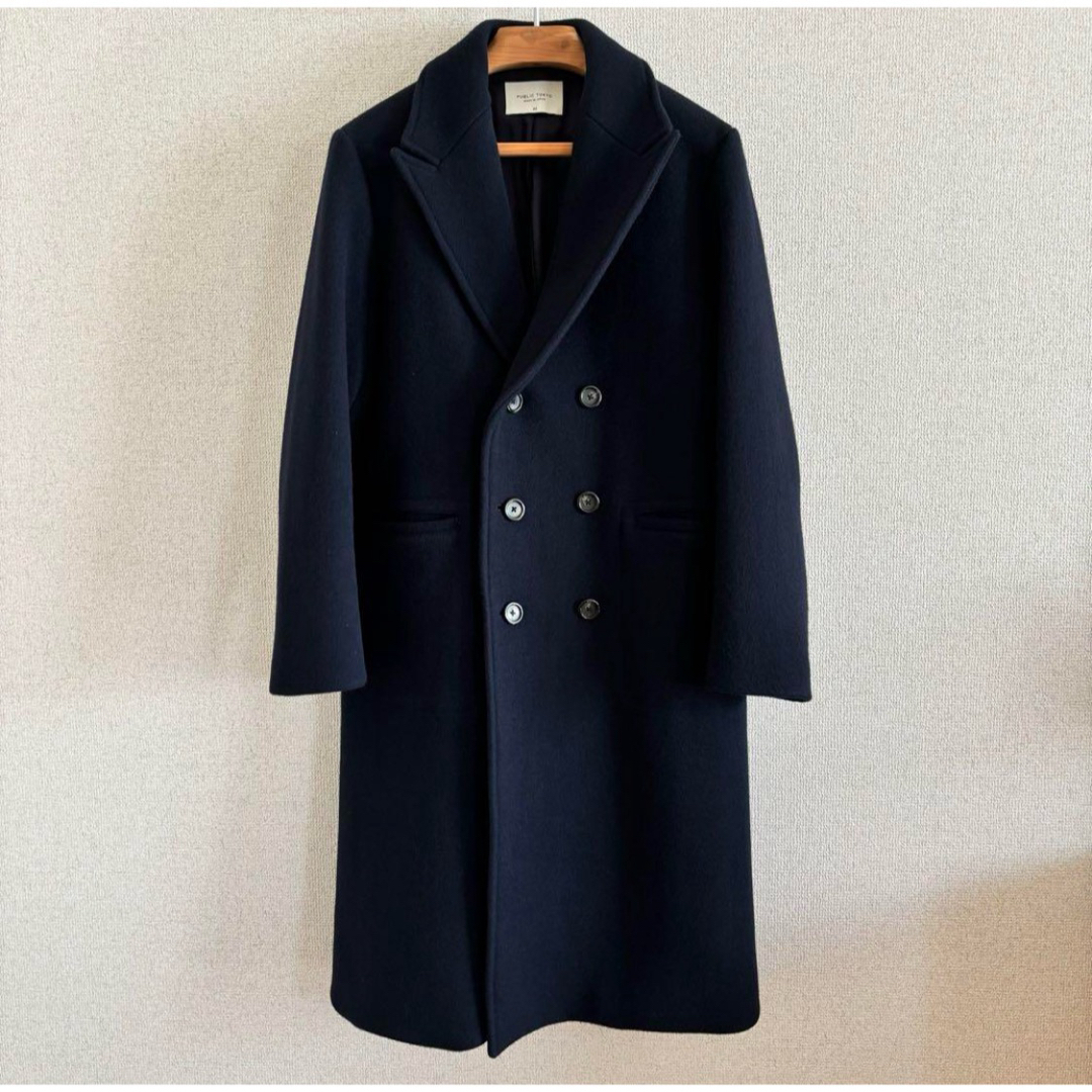 PUBLIC TOKYO - PUBLIC TOKYO 極 ダブルチェスターコート ネイビー
