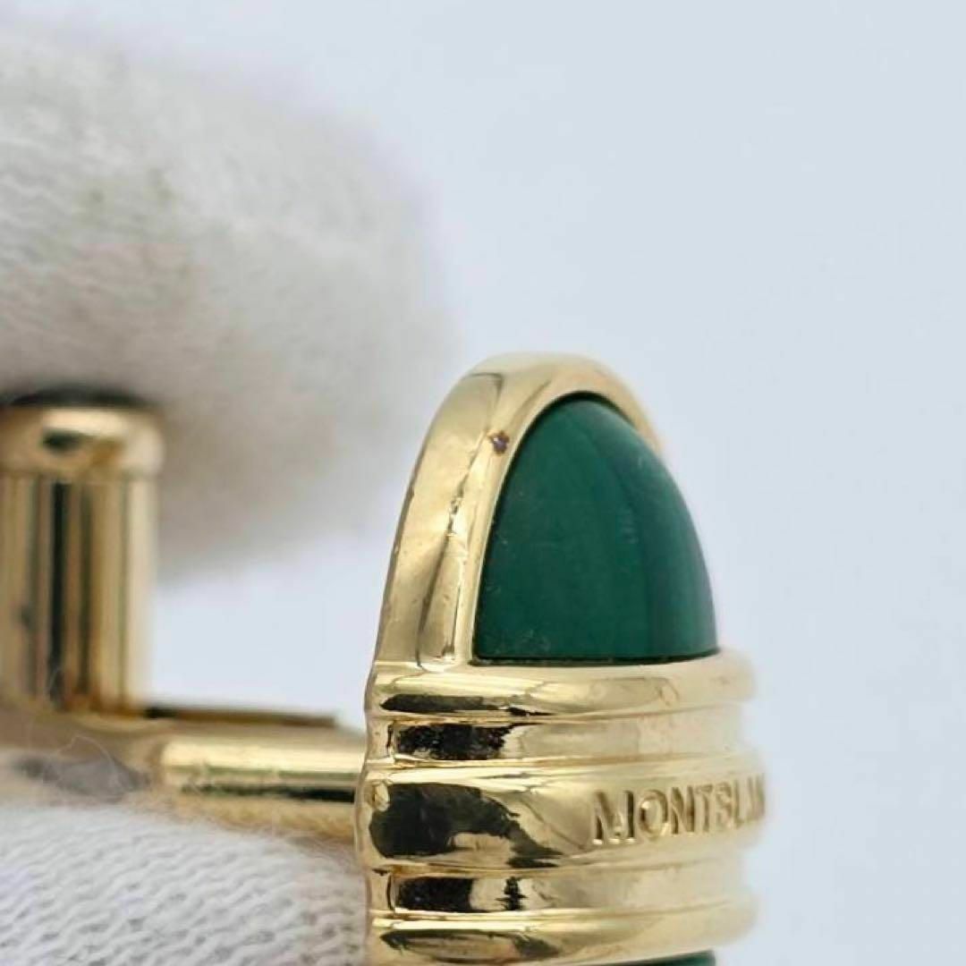 ☆MONTBLANC☆ カフリンクス オーバル ロゴ グリーン ゴールド 【公式