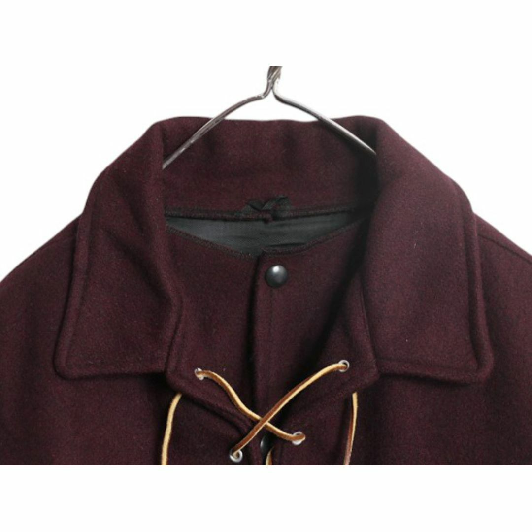 60s 70s ☆ レースアップ メルトン ウール プルオーバー シャツ