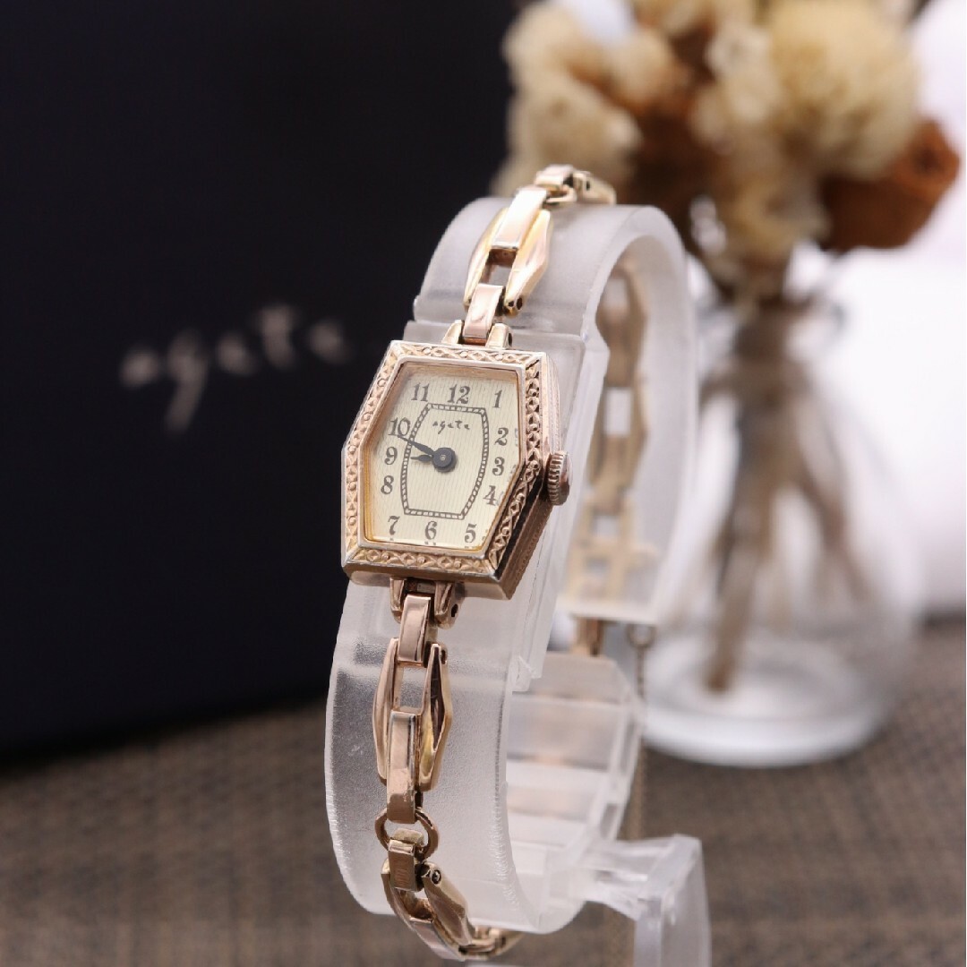 agete - 正規品【新品電池】agete ヘキサゴン/動作品 ピンクゴールド