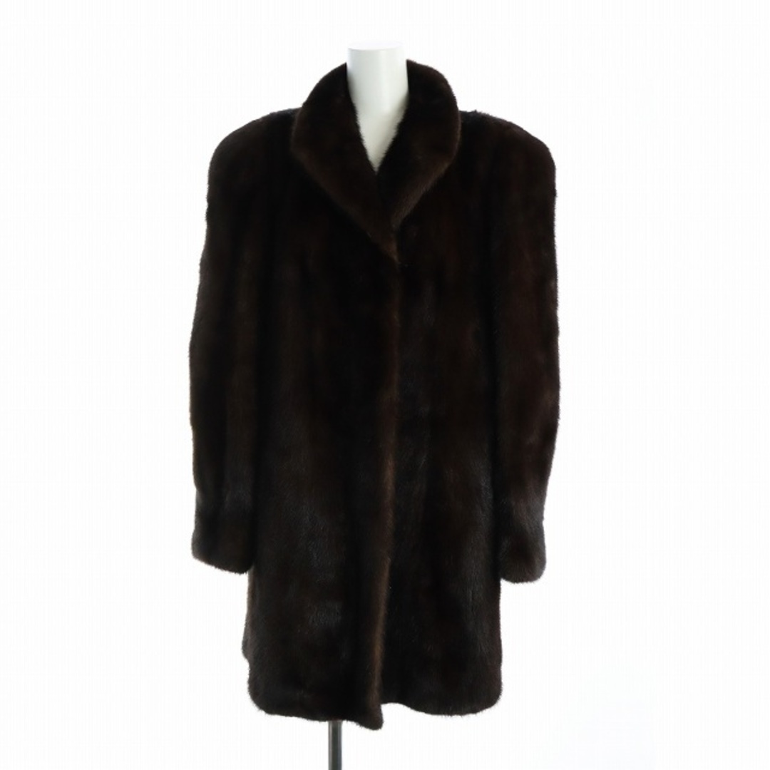 サガミンク 銀サガ 毛皮コート ミンクファー ミドル 長袖 総裏地 Fの