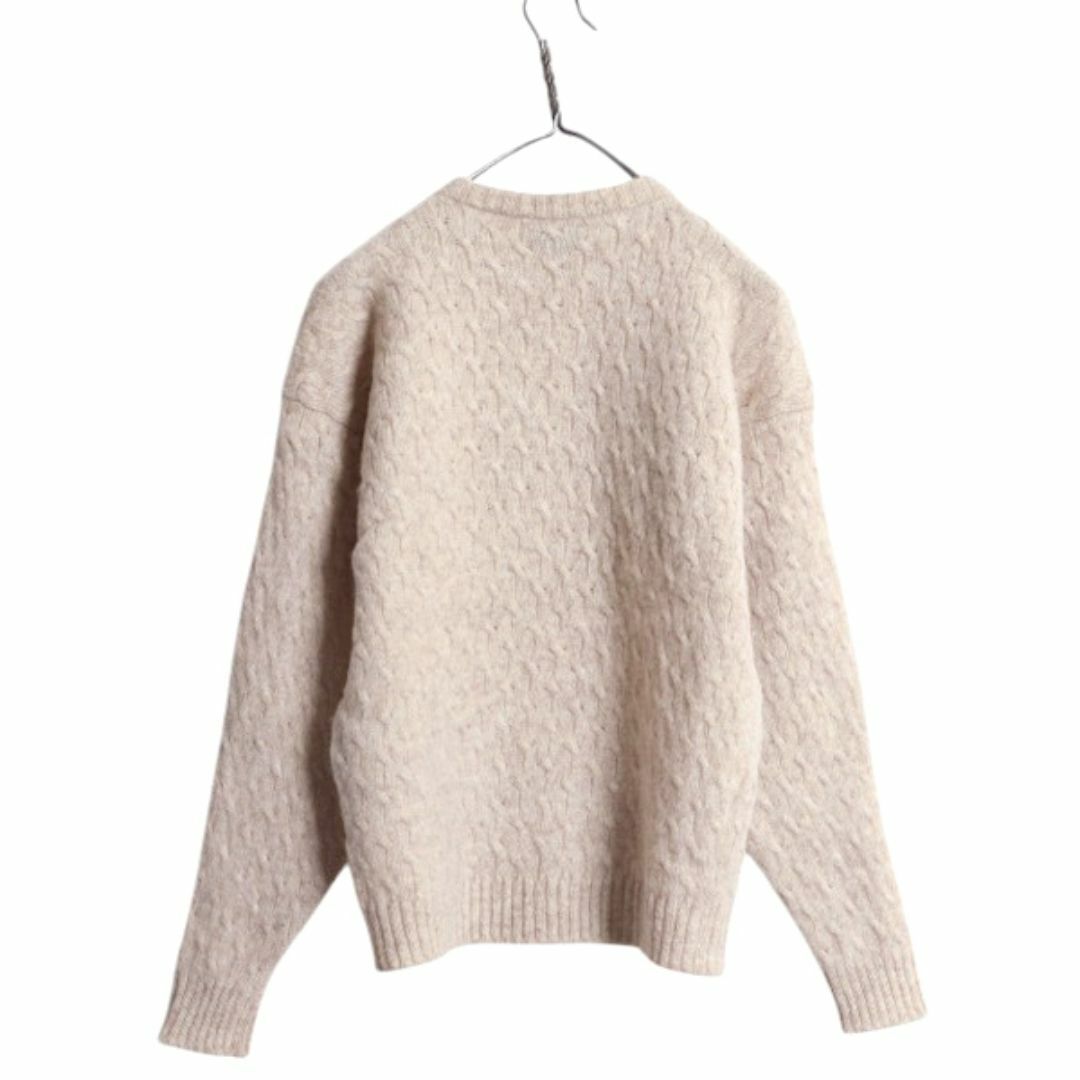 80s イギリス製 ランズエンド シェットランド ウール ケーブル ニット