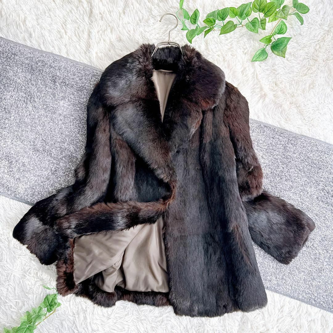 ✨美品✨SAIKATSU 六本木 最高級リアルファーコート ミンク系 裏地刺繍