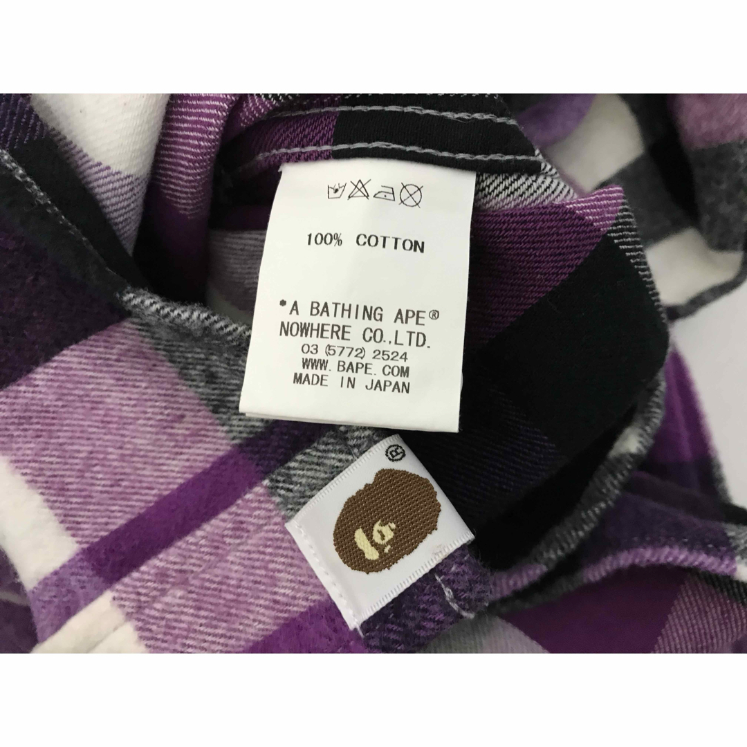 A BATHING APE - 本物エイプAPEコットンブロックチェック柄長袖