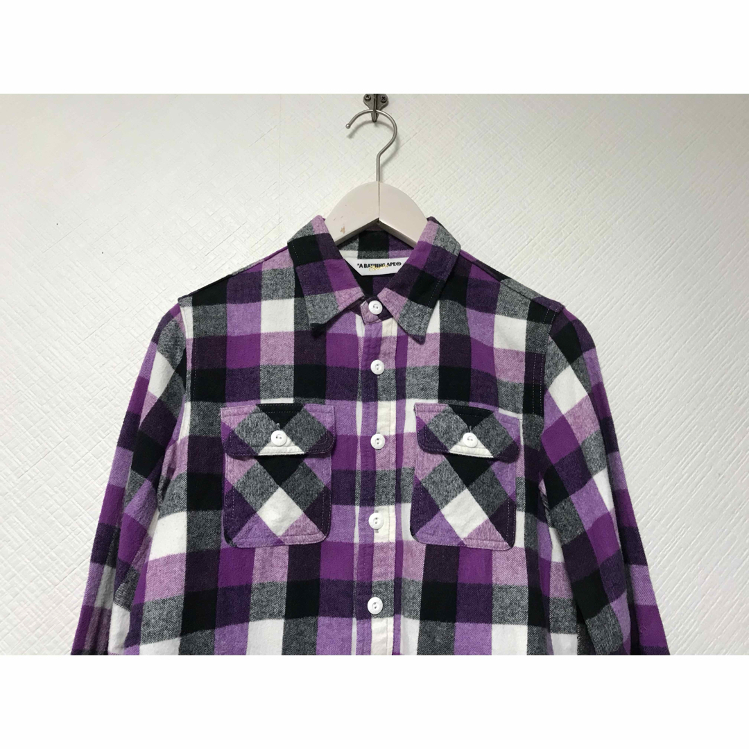 A BATHING APE - 本物エイプAPEコットンブロックチェック柄長袖