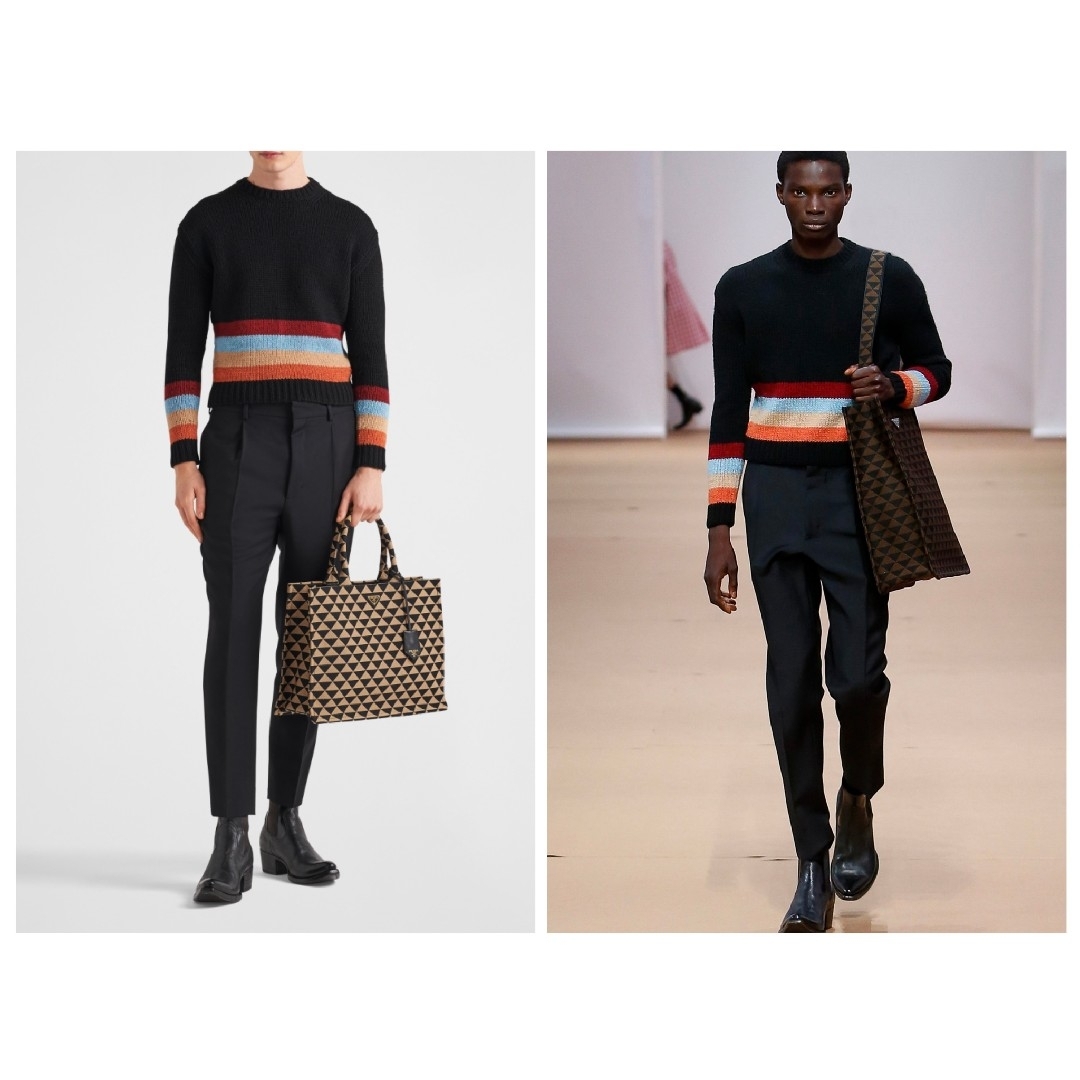 PRADA - PRADA プラダ シェットランドウール クルーネックニット 46の