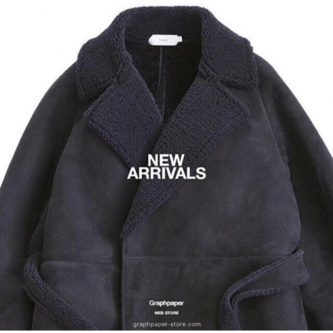 Graphpaper - Graphpaper ムートン コート ネイビー L メンズ レザー