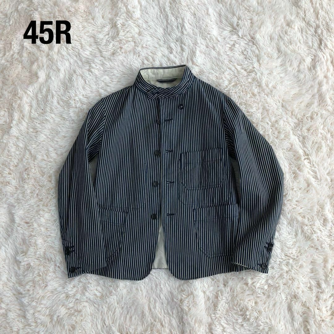 45R - 45Rスタンドカラーストライプジャケットカバーオール ヒッコリー