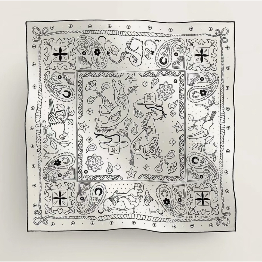 HERMES - エルメス シルクバンダナ 55 スカーフ [アニマル・バンダナ