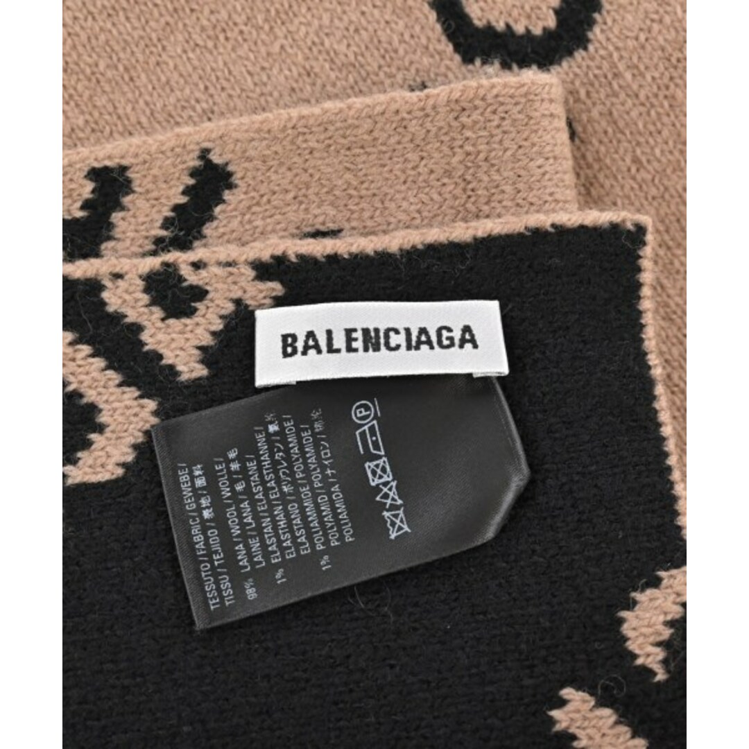 BALENCIAGA - BALENCIAGA バレンシアガ マフラー - ベージュx黒(総柄
