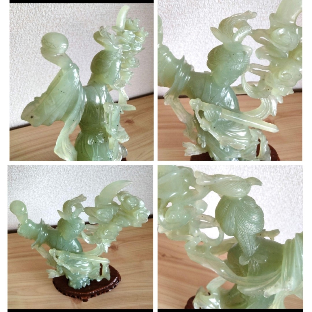 中国美術 古美術品 翡翠 天女 羽衣天女 立像 香港 置物 時代物 縁起物