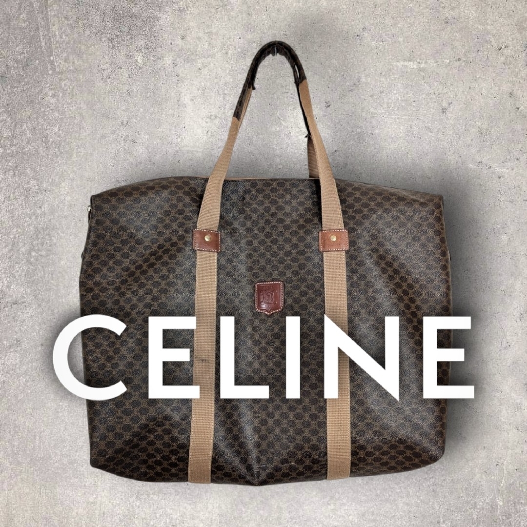 CELINE - オールドセリーヌ マカダム柄 大型トートバッグ 肩掛け PVC