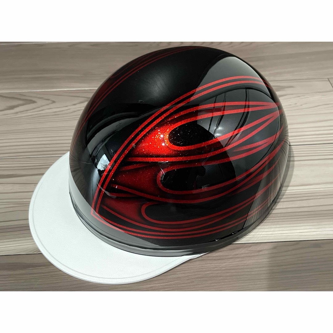 赤ラメ ファイヤーパターン コルク半 ヘルメットの通販 by paint｜ラクマ