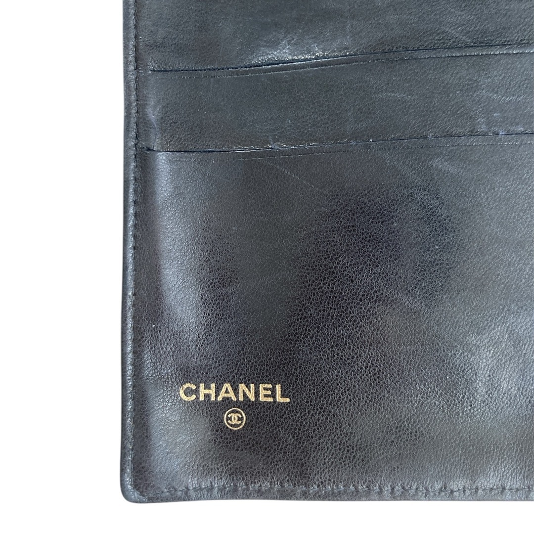 CHANEL オールドシャネル ラムレザー ガマ口 長財布 ココマーク ブラック