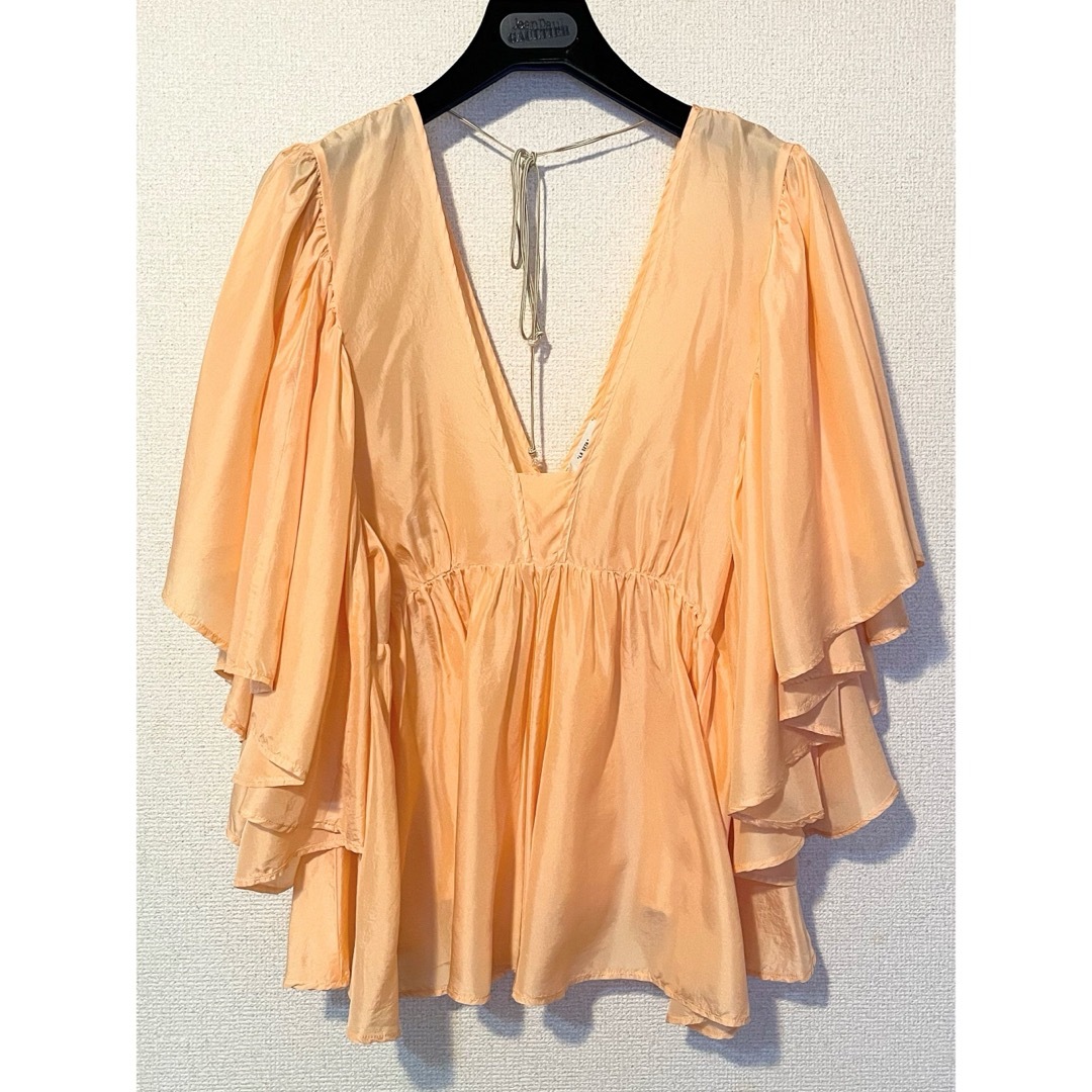 週末セール♡forte_forte コットンシルク フリルオレンジシャツ 週末