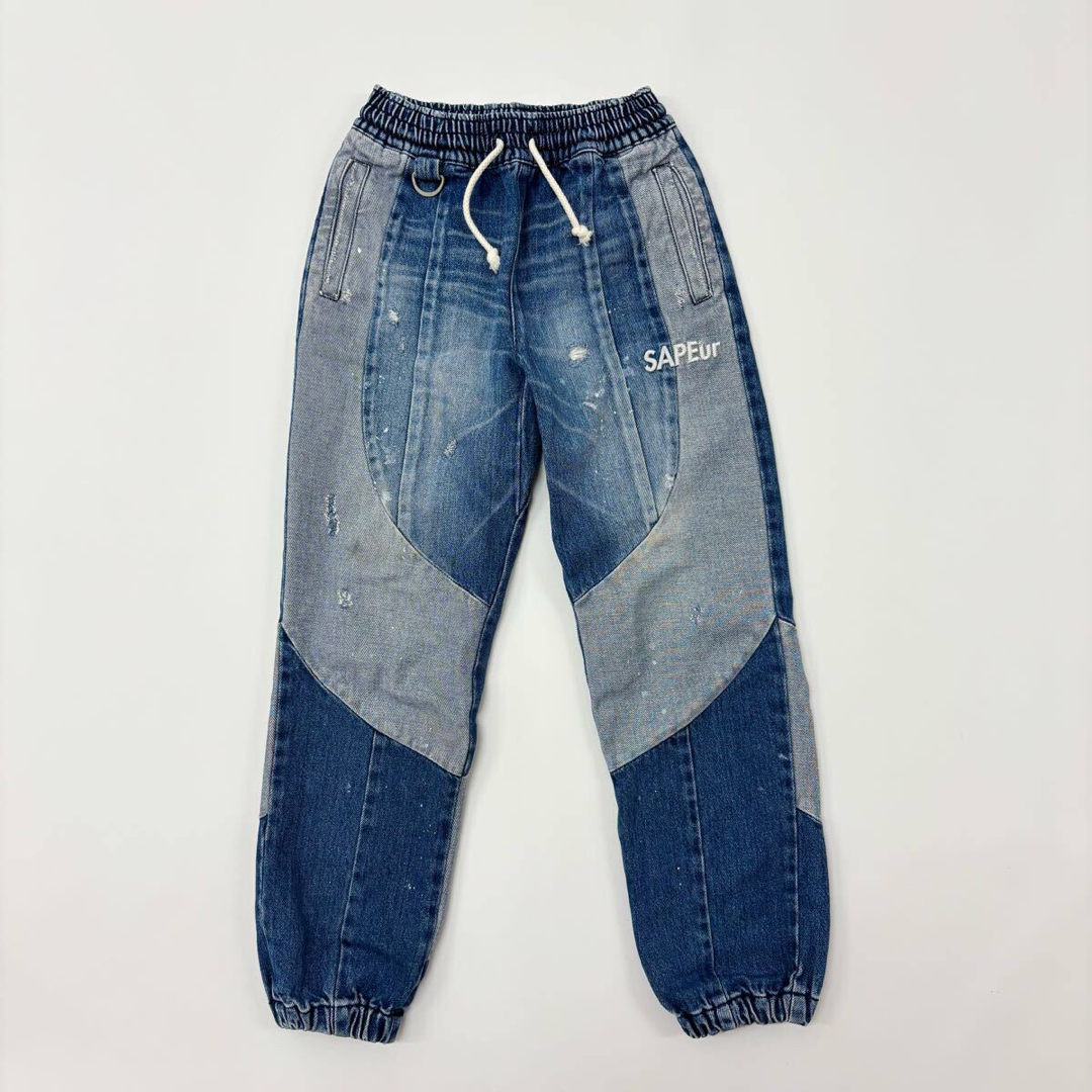 希少 SAPEur KIDS キッズ ヴィンテージ デニム トラック パンツ M 希少