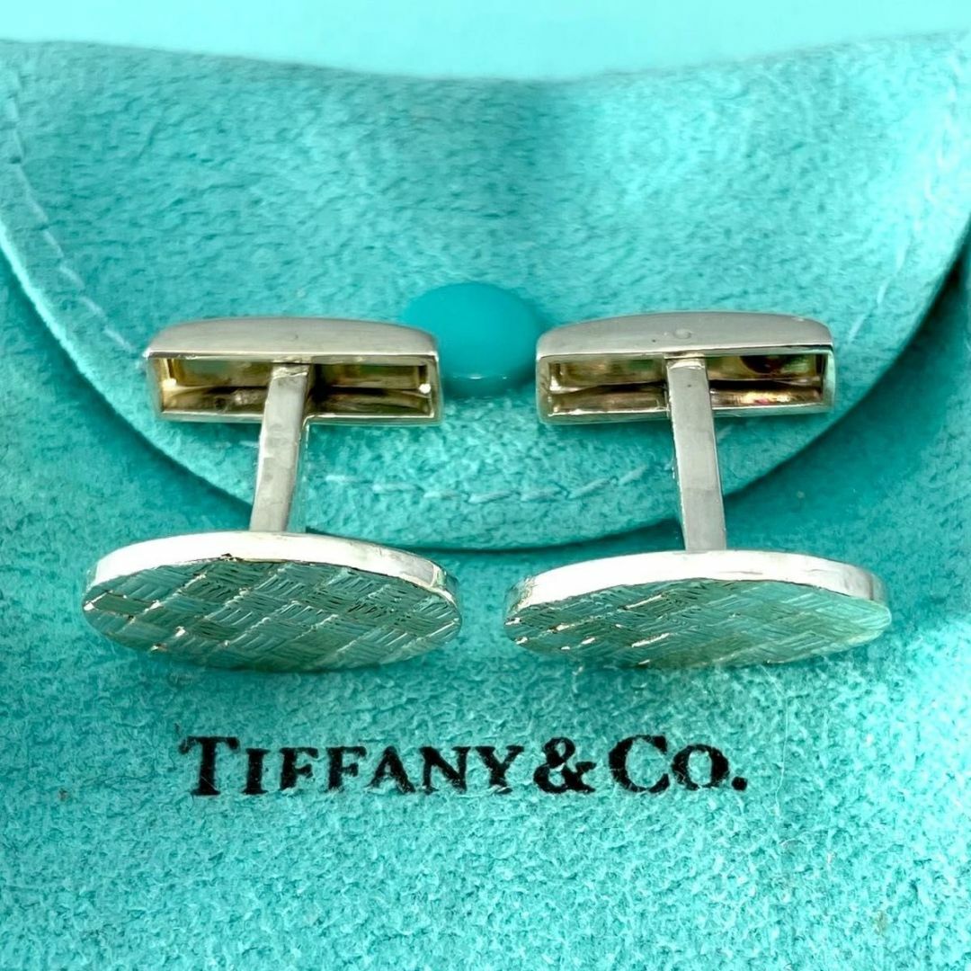 ティファニー チェック コンビ オーバル カフス 585 925 NJ2fe