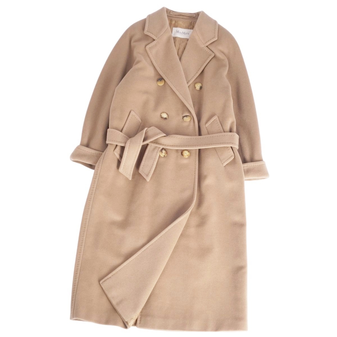 ウィメンズ マックスマーラ□カシミアウールベルテッドコート□白タグ