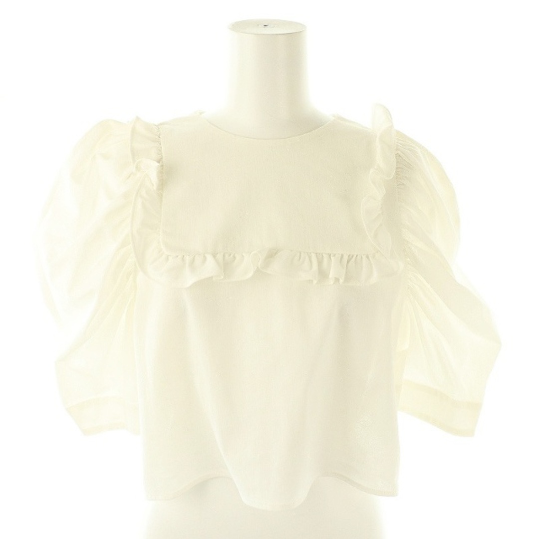 ヨリ 23SS ミニパフブラウス フリル プルオーバー 36 オフホワイトの