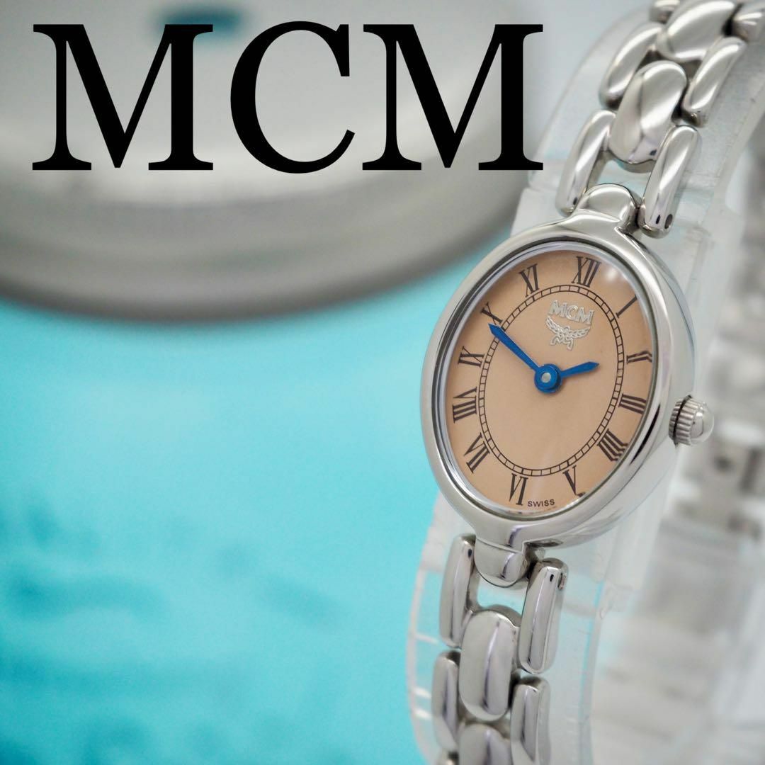 448【美品・OH済み】MCM 時計 レディース オーバル 箱付き シルバー