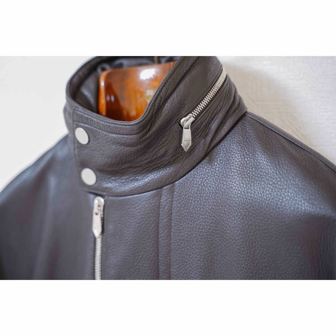 HERMÈS エルメス レザーブルゾン 48 ディアスキン ジャケット ブラウン