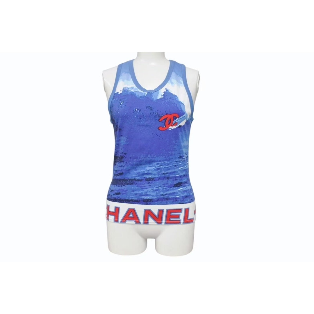 極美品 CHANEL シャネル サーフライン タンクトップ ノースリーブ 極美