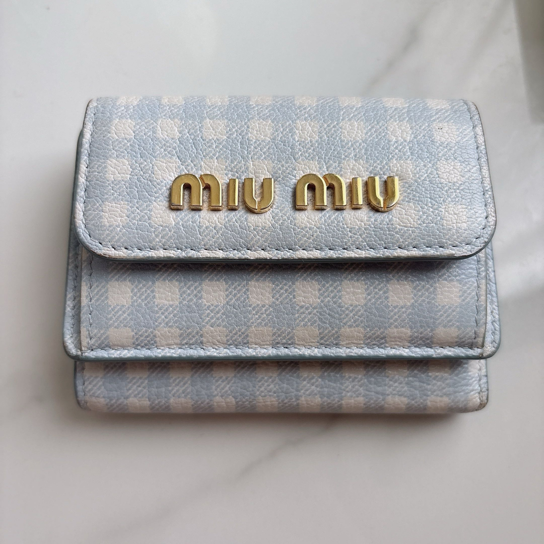 MIU MIU - 三つ折財布 ミュウミュウ ライトブルー 水色の通販 by