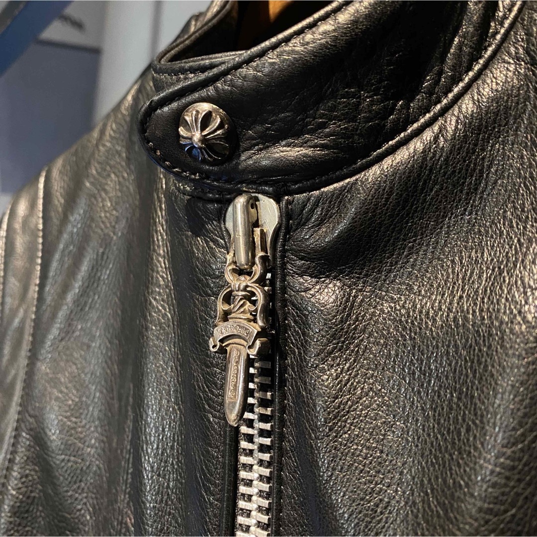 極美品 クロムハーツ ニューレーサー シングルライダースジャケット