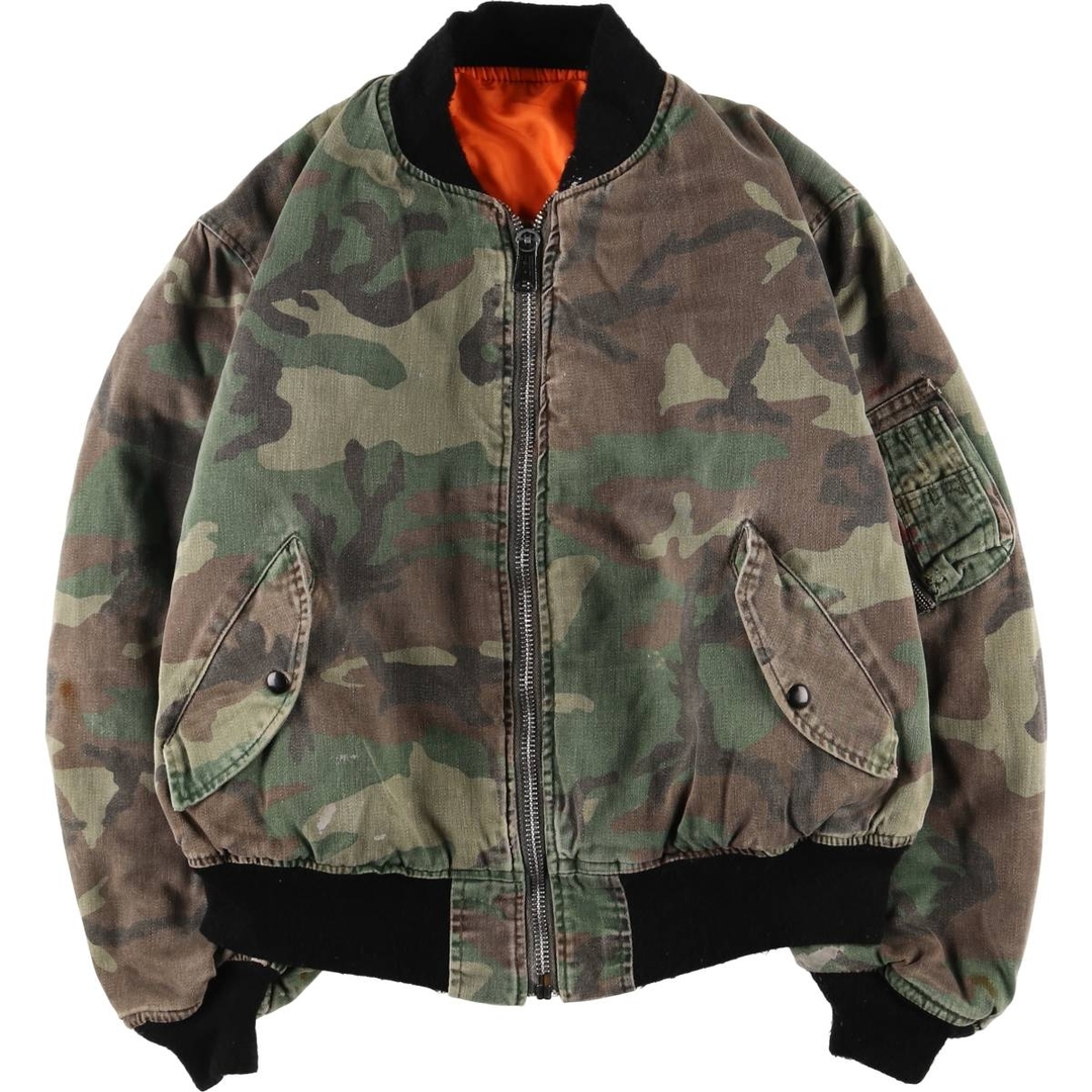 alpha - 古着 民間品 アルファ ALPHA MA-1タイプ 迷彩柄 ウッドランド