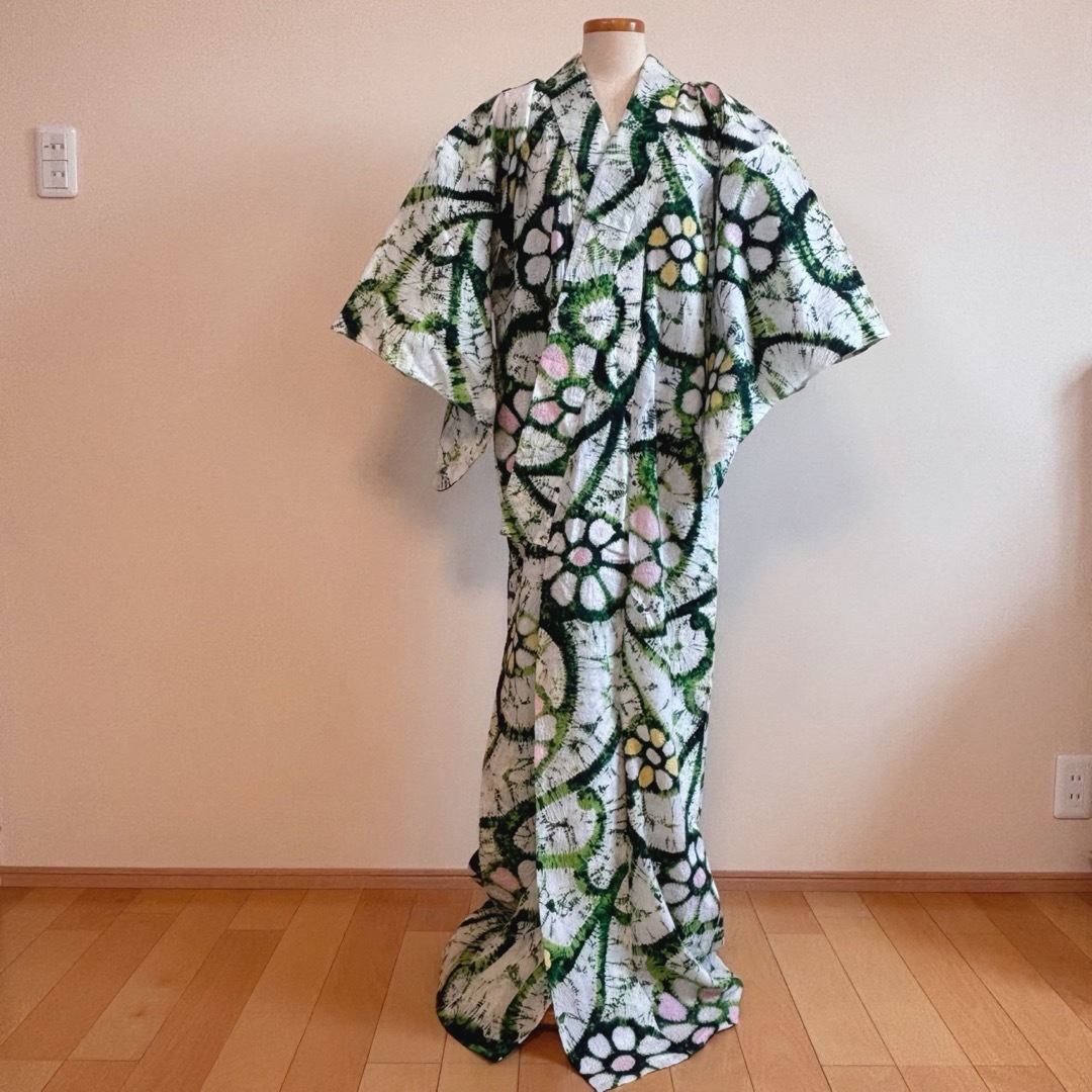 平和屋着物∴夏物 浴衣 有松鳴海絞り 枝花文 綿 逸品 CAAY4476ng 平和