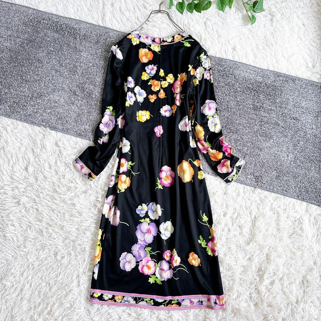 LEONARD - レオナール 長袖 ロングワンピース コットン 花柄 フラワー