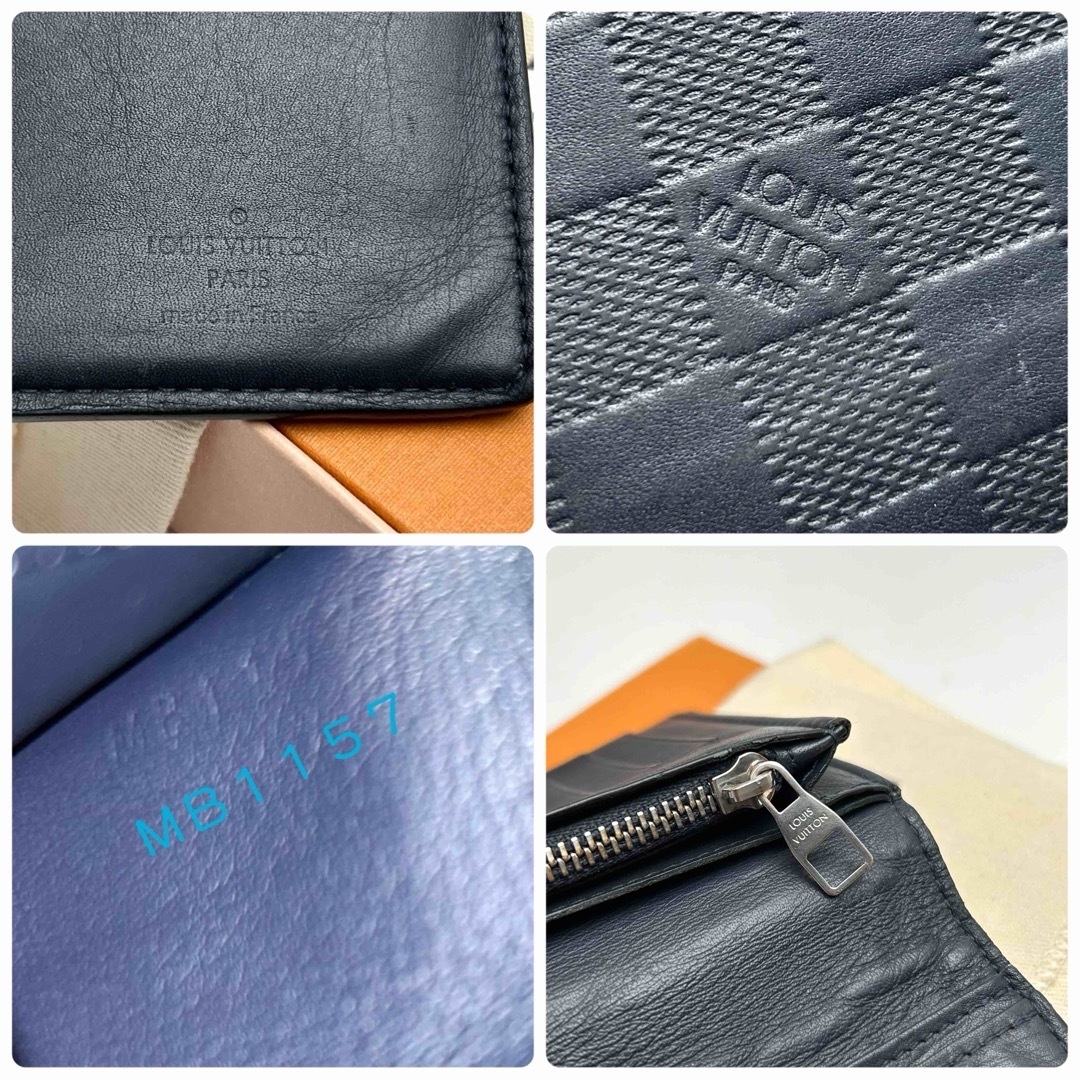 鑑定済 ルイヴィトン ダミエアンフィニ 16枚カード ダークブルー ブラザ