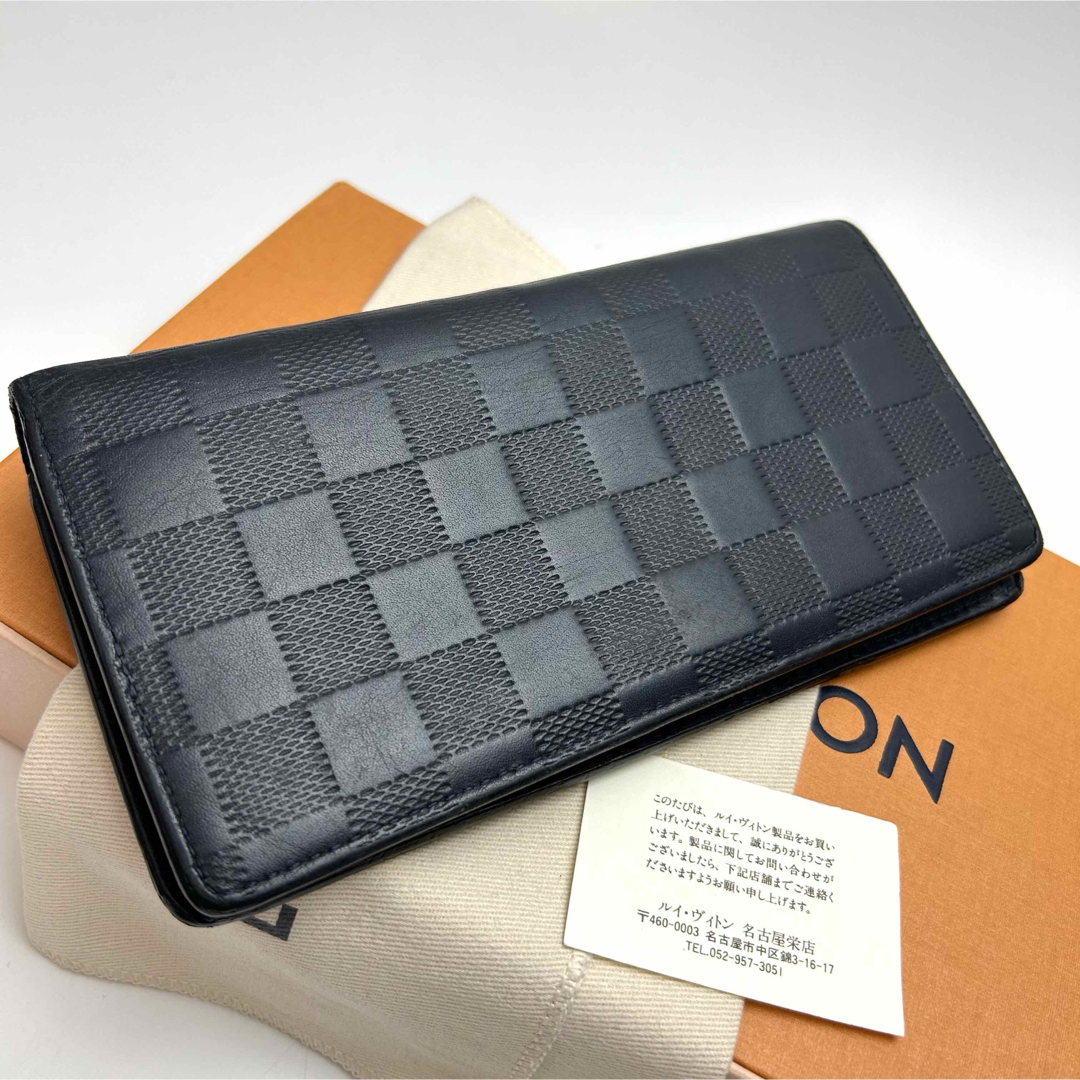 鑑定済 ルイヴィトン ダミエアンフィニ 16枚カード ダークブルー ブラザ