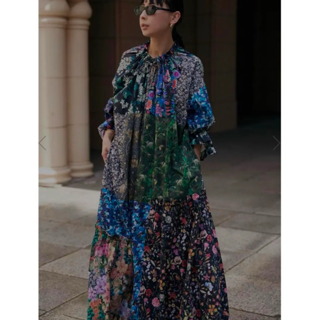 Ameri VINTAGE - AMERI リバティパッチワークブラックドレスの通販 by