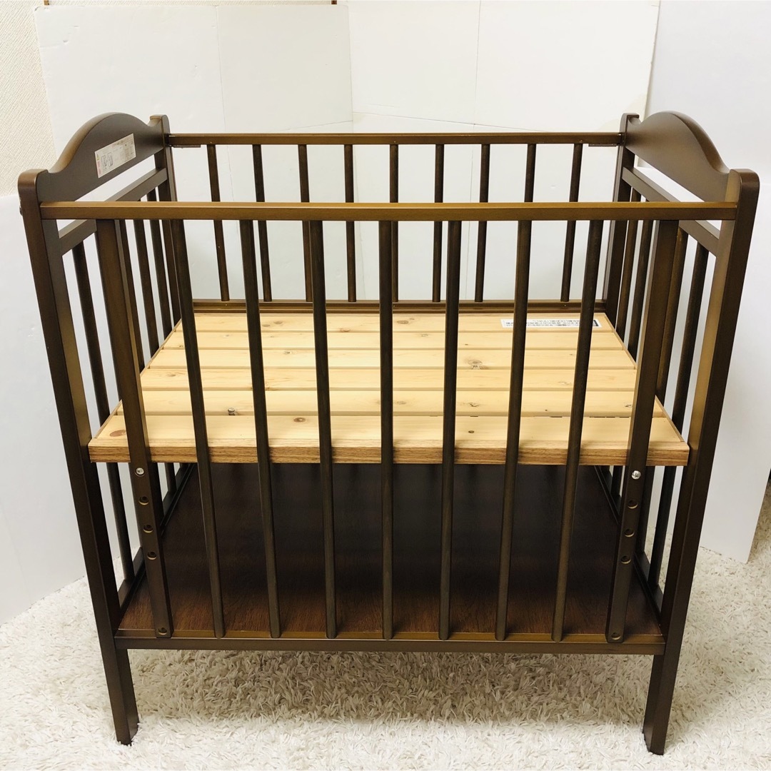 日本製 サワベビー ベビーベッド 木製 ブラウン ハイタイプ 澤田工業