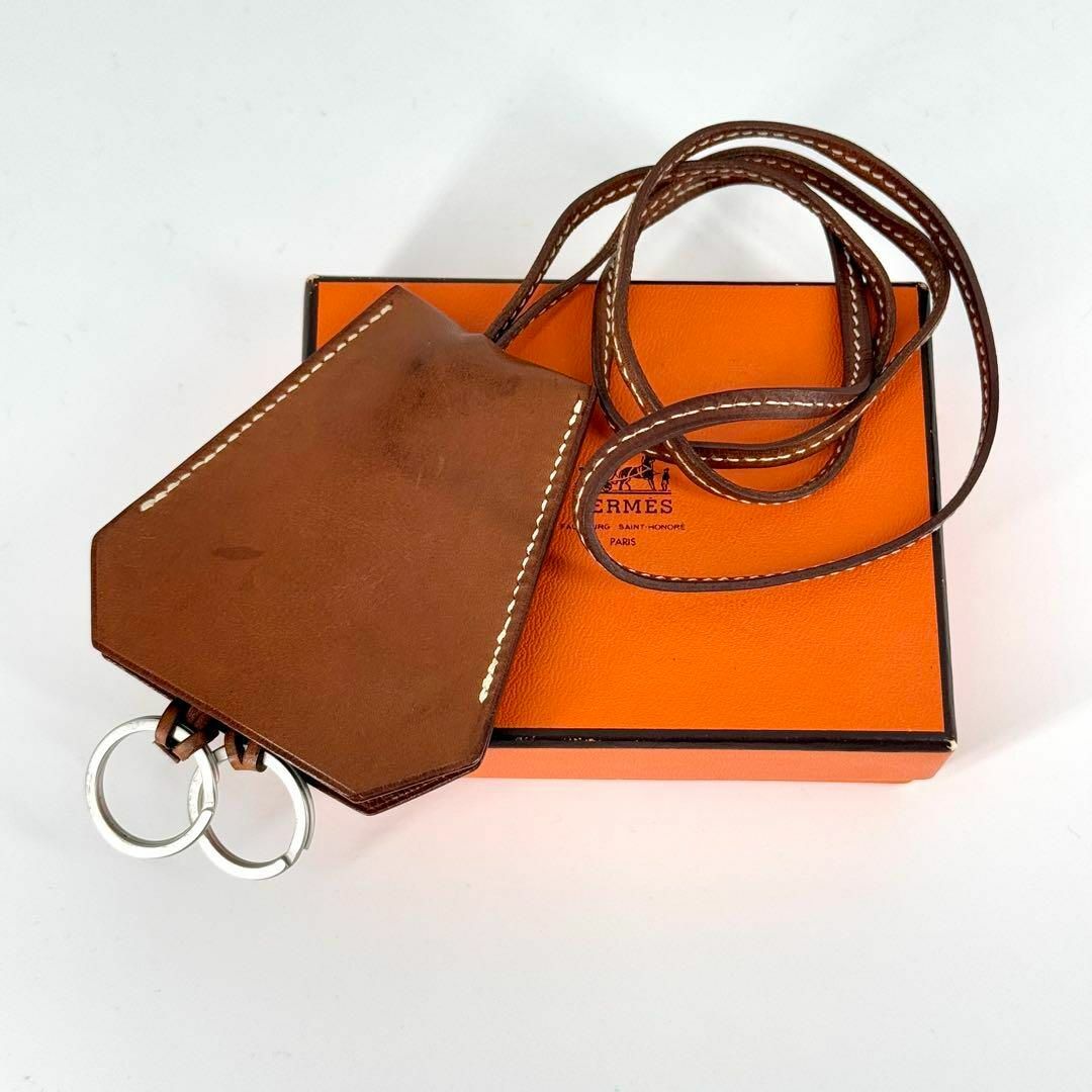 HERMES - HERMES クロシェット キーリング ネックレス ブラウン