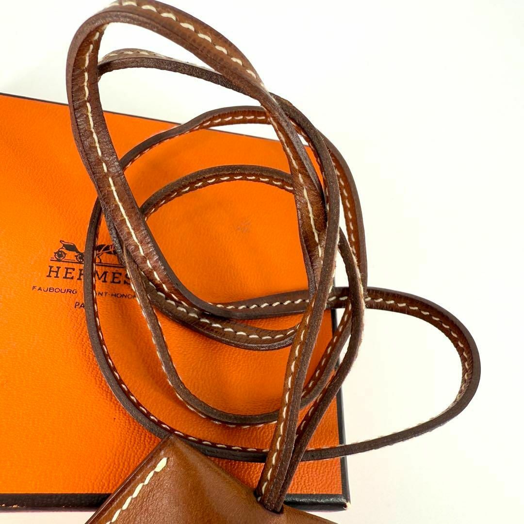 HERMES - HERMES クロシェット キーリング ネックレス ブラウン