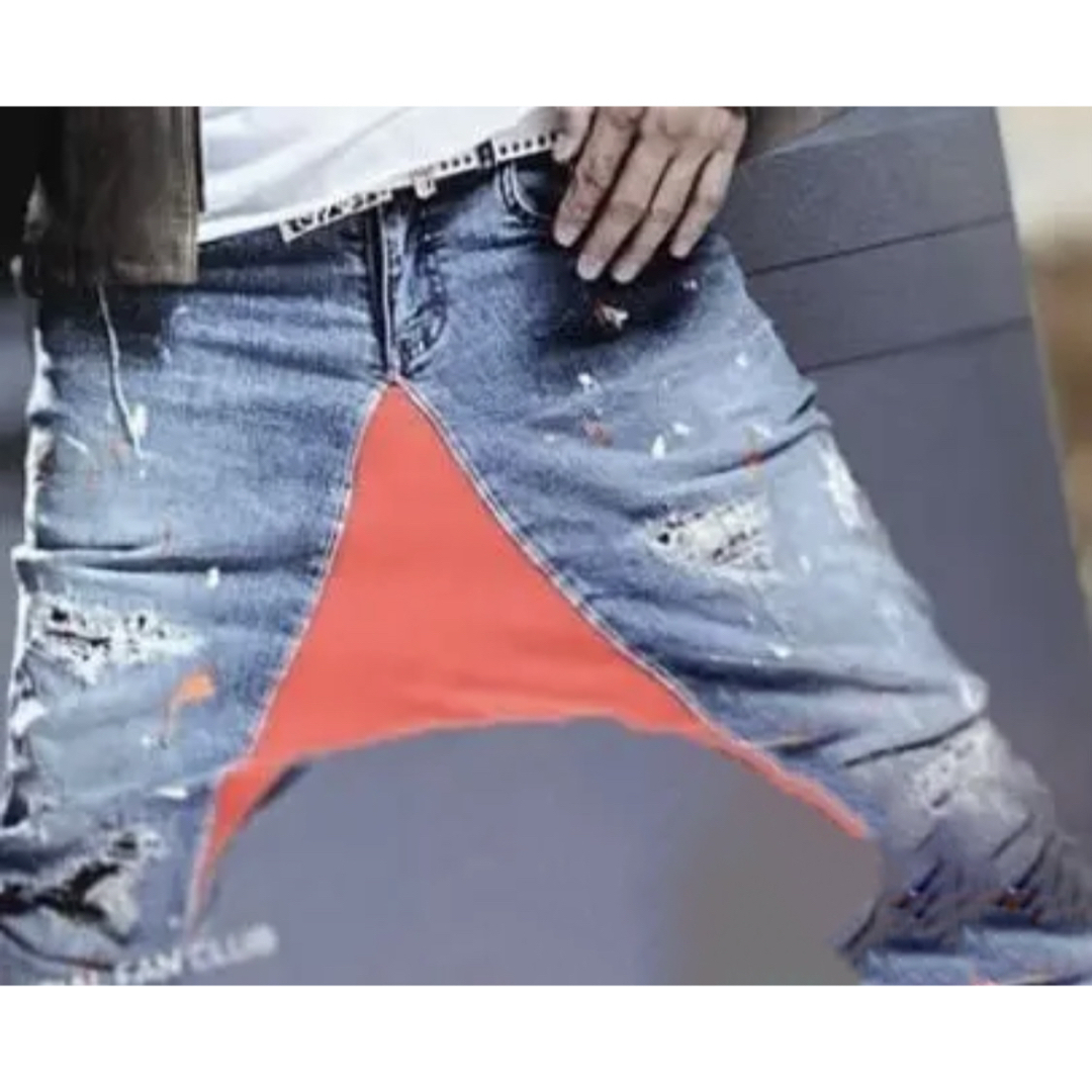 オーダー品】サルエル パンツ デニム ペイント 変形 スキニー 検 GACKT