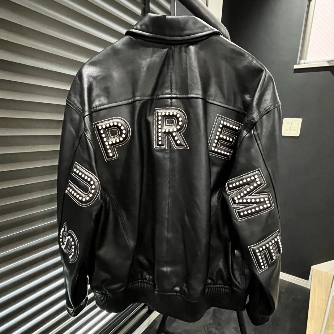 Supreme - Supreme 18ss スタッズ アーチ ロゴ レザー ジャケット
