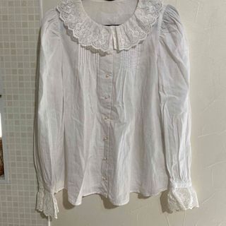 フランシュリッペ ドット 花 うさぎ ブラウス フリル 後ろリボン 3L